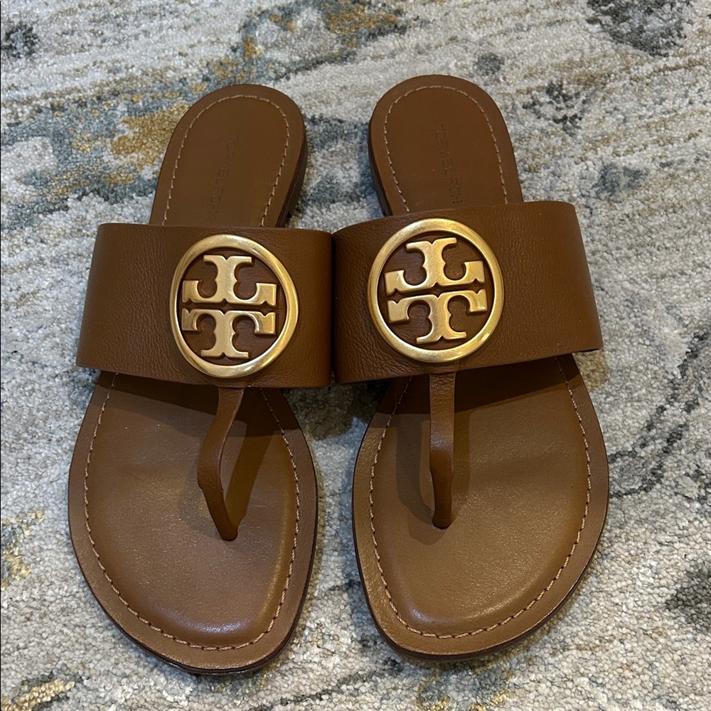 NEW Tory Burch Leather Slide Sandals - Picture 2 of 4